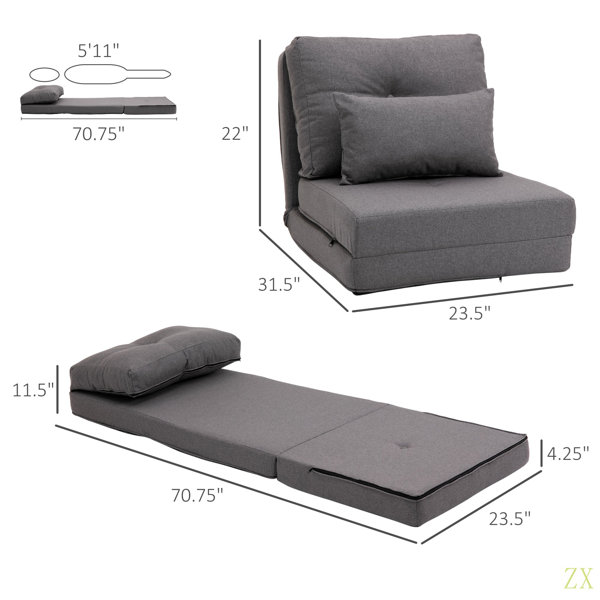 Latitude Run® 2-In-1 Floor Lazy Sofa With 5 Position Adjustable
